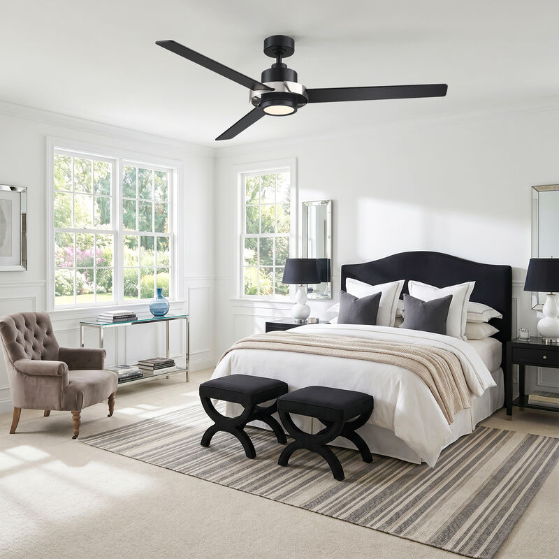 60" Modern Black Reversible DC Motor Dimmable LED Large Ceiling Fan with Light and Remote for Bedroom, Living Room or Office image number 4