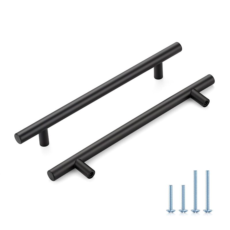 HOME EDIT Matte Black Cabinet Handles 6-1/4 Inch Hole Spacing, Stainless Steel Drawer Pulls for Cabinets, Kitchen, Bathroom, Dre