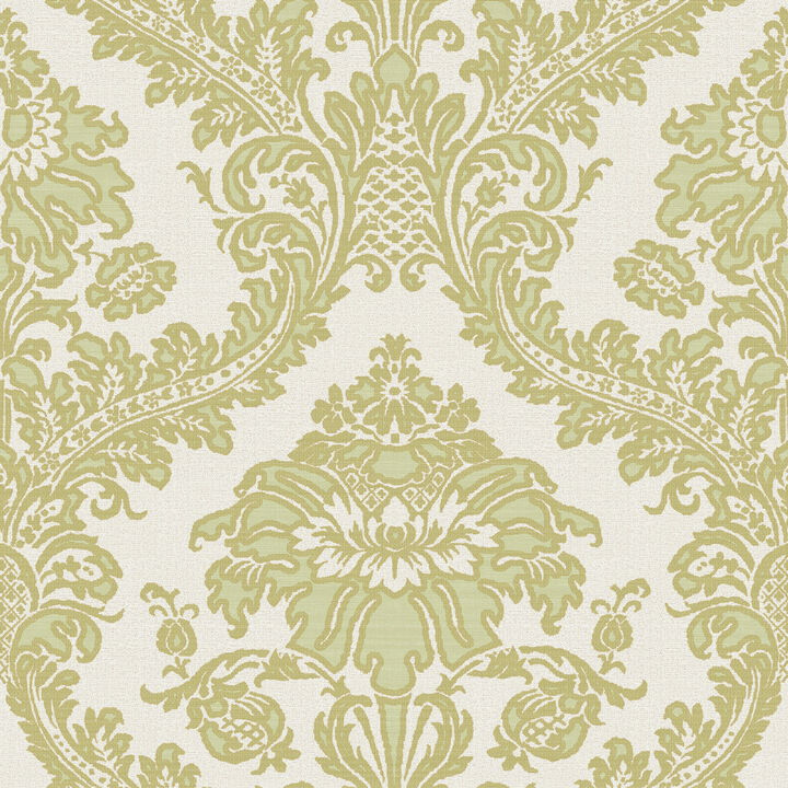 Cottage Chic Damasco Superior Green Wallpaper 25735