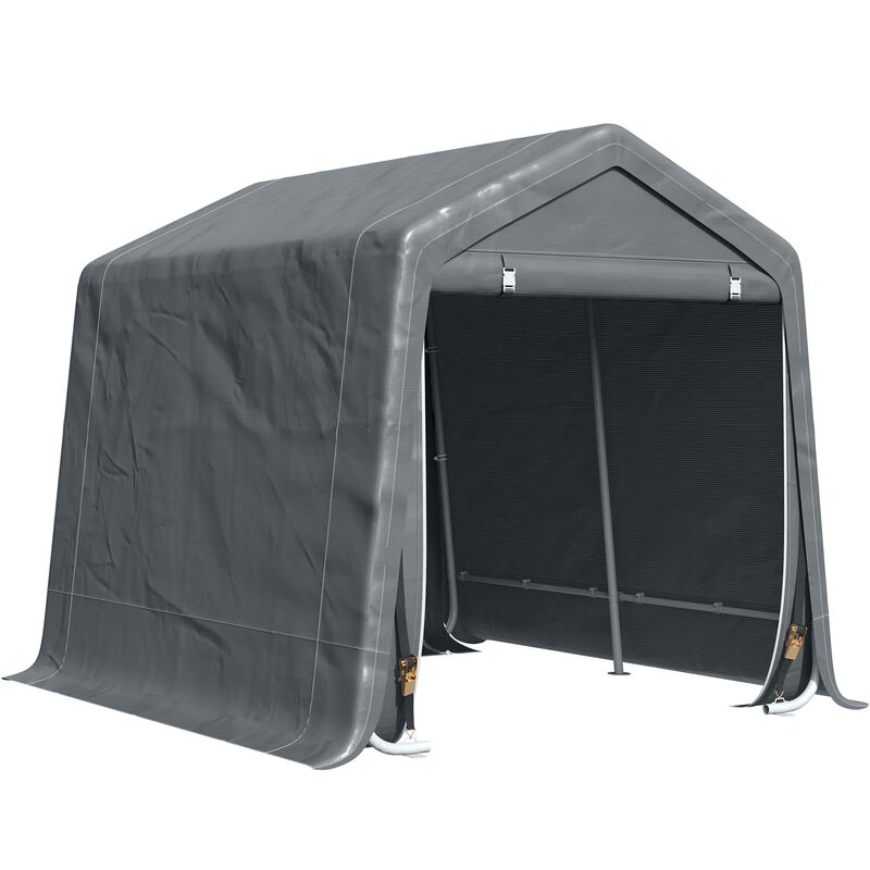 Dark Grey Storage: 9.2'x7.9' Garden Tent with Metal Frame