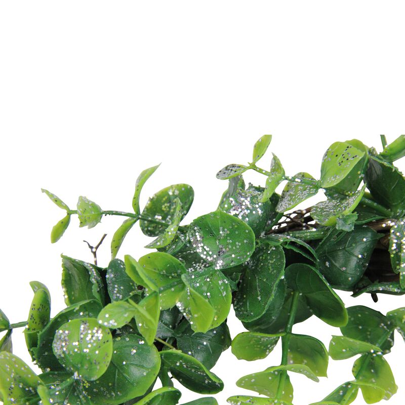 Sparkling Silver and Green Grass Decorative Artificial Christmas Wreath - 8.75-Inch  Unlit image number 2