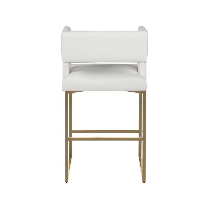 Meridian Furniture Caleb White Vegan Leather Counter Stool, Set of 2