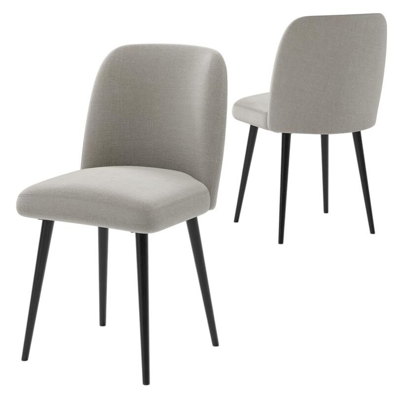 Hivvago Set of Two Gray And Black Upholstered Fabric Dining Side Chairs