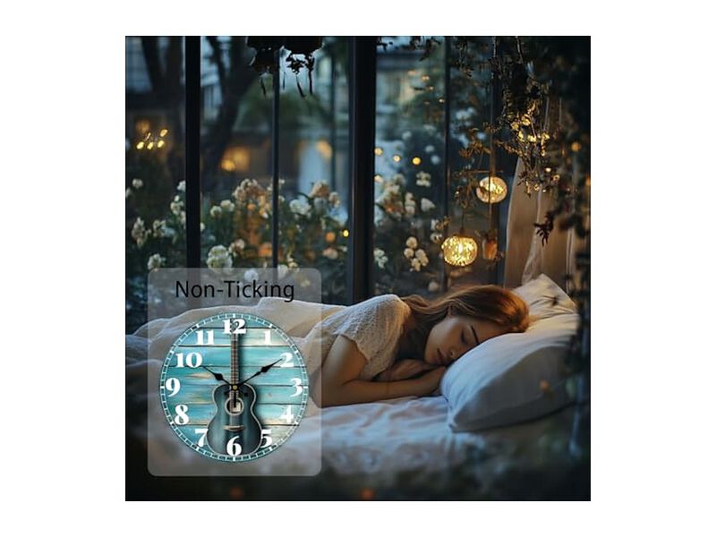 Grain Guitar Wall Clock 12 Inch Silent Non Ticking Battery Operated image number 3