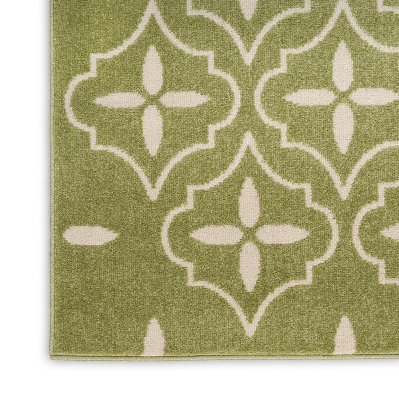 HomeRoots 4' X 6' Green And Ivory Geometric Indoor Outdoor Area Rug image number 2
