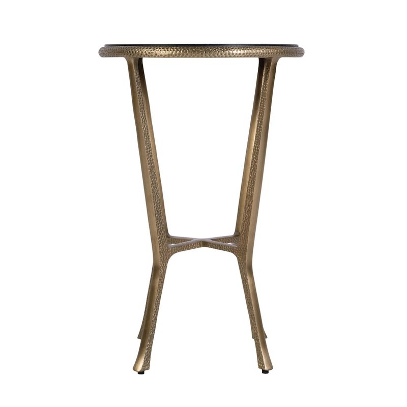 Butler Specialty Ivy 15.5 in. W Round Metal & Granite Side Table, Black, Antique Gold image number 4