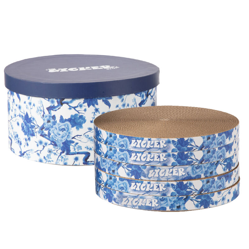 Kate Modern Patterned Cardboard Reversible Cat Scratcher Pad in Box with Catnip