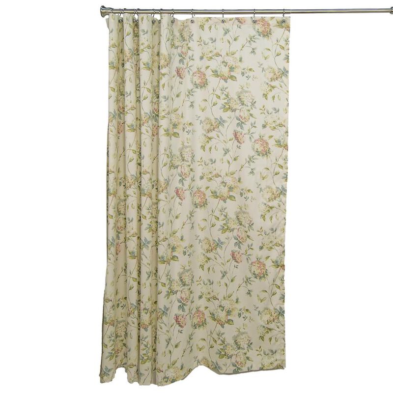Ellis Curtain Abigail Classic Floral Design Button Holes Shower Curtain 72" x 72" Multicolor