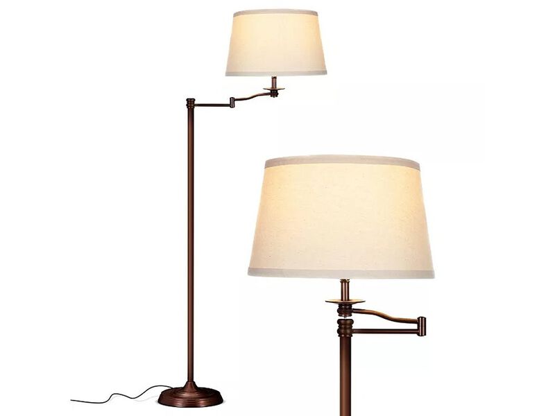 Caden LED Modern Floor Lamp with Swing Arm & Drum Shade image number 0
