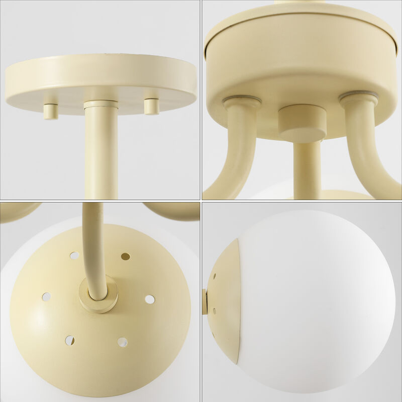 Olivier 3-Light Bohemian Farmhouse Iron/Frosted Glass LED Semi Flush Mount