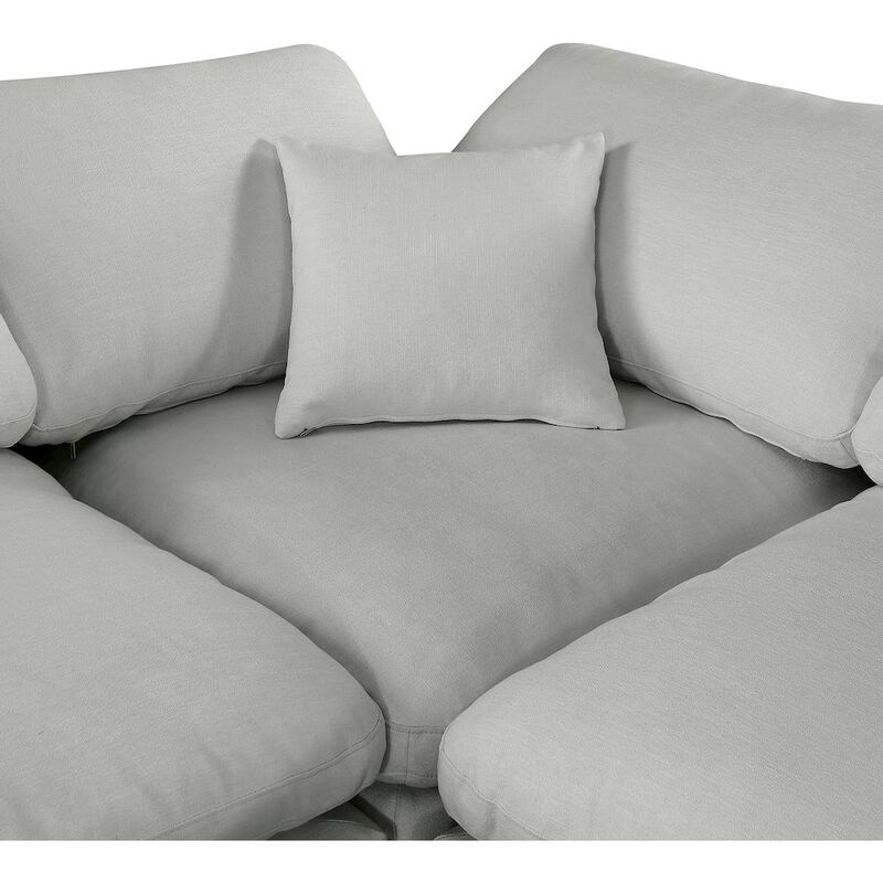 Meridian Furniture Comfy Grey Linen Textured Fabric Modular Corner Chair