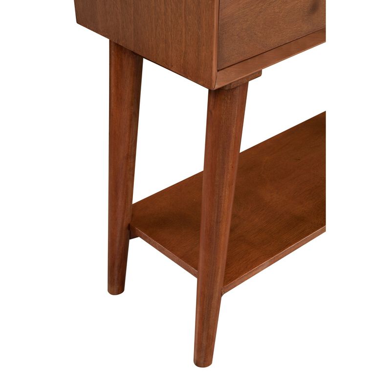 Console Table with 2 Drawers and Angled Legs, Brown-Benzara