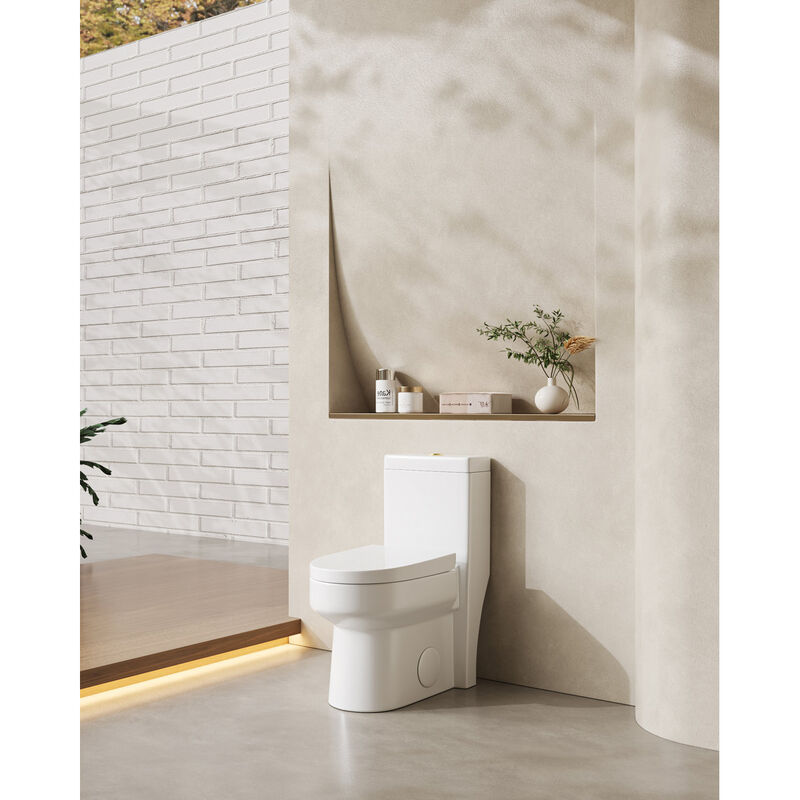 Bothwa Home 28.94" H Golden Flush Button 1.1/1.6 GPF Comfort Height Classic Water-Saving Super Quite Flushing Floor Mounted One-Piece Toilet, Soft Close image number 4