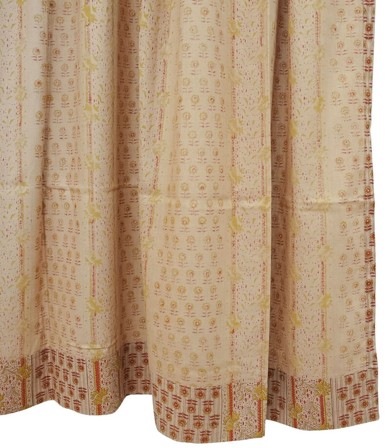 Fabdivine Handmade Block Print Floral 42x108 Inch Curtain Soft Semi Sheer Linen Farmhouse Window Drape, Anamika image number 7