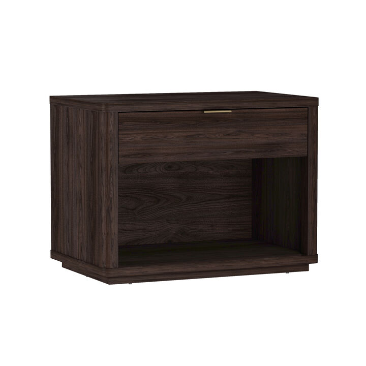 Evelyn Wide 1-Drawer Nightstands in Brown (Set of 2)