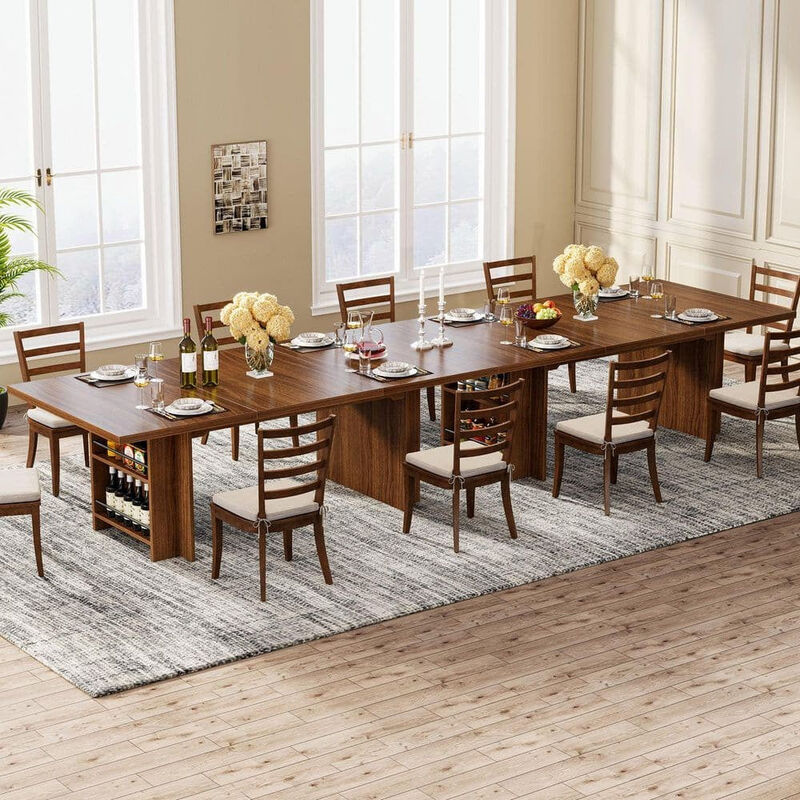 Tribesigns 63" Farmhouse Dining Table Wooden Kitchen Table image number 5