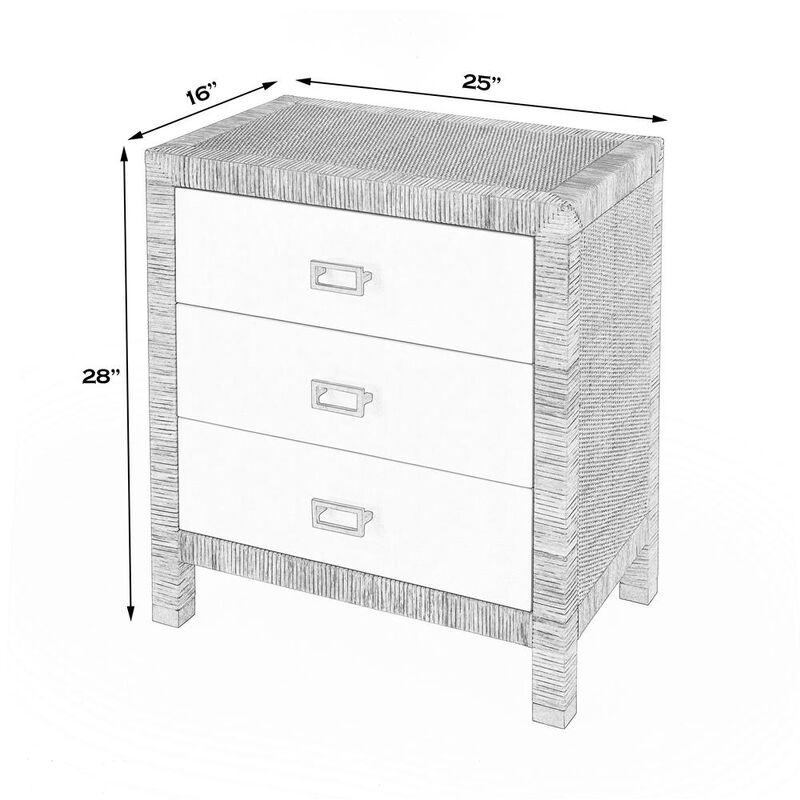 Butler Specialty Corfu 3 Drawer Rattan Nightstand, Natural and White image number 9