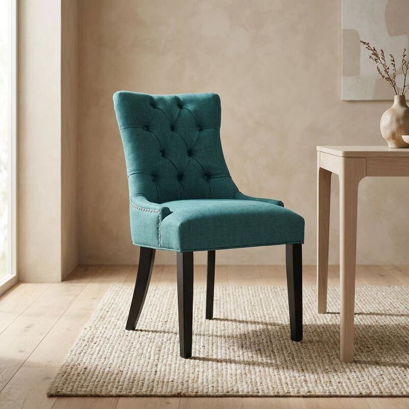 Tufted Upholstered Fabric Dining Chair for Kitchen and Dining Room, Beige image number 4