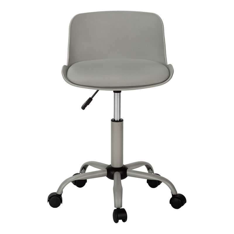 Monarch Specialties I 7465 Office Chair, Adjustable Height, Swivel, Ergonomic, Computer Desk, Work, Juvenile, Metal, Pu Leather Look, Grey, Contemporary, Modern