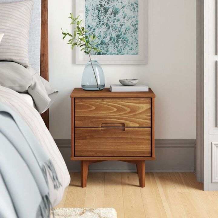 Hivvago Farmhouse 2 Drawer Solid Wood Nightstand