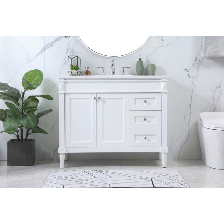 Elegant Kitchen and Bath 42 inch Single bathroom vanity in white
