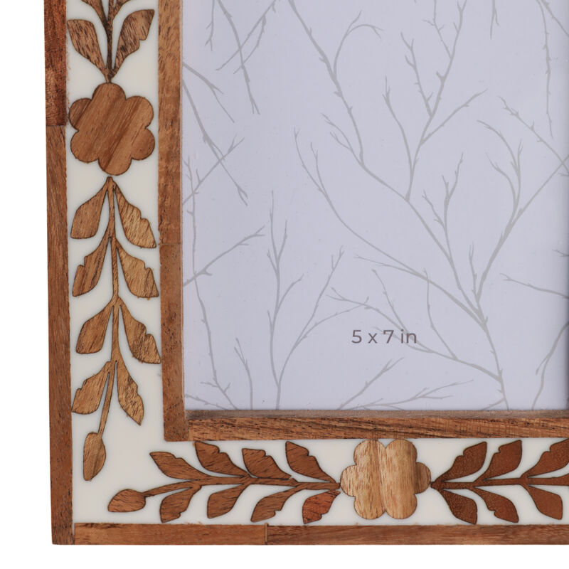 5x7 Wood Petals Photo Frame, White/natural image number 4