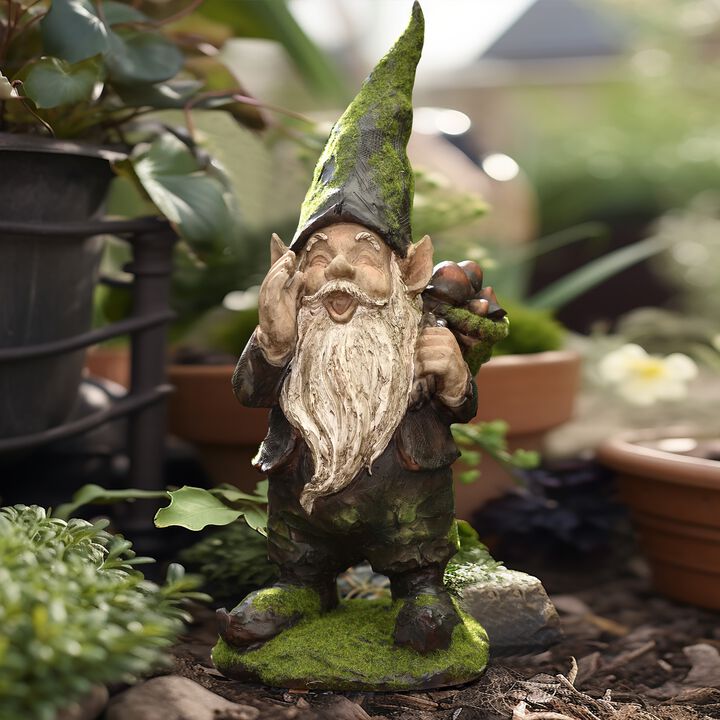 LuxenHome Calling All Gnomes Garden Sculpture Resin Statue, Indoor and Outdoor