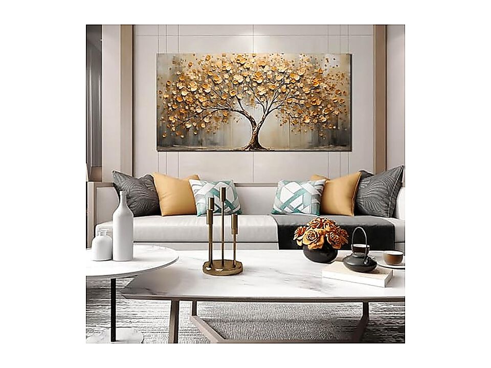 Gold Tree Wall Art Living Room Large Abstract Canvas Office Modern Bedroom Decor