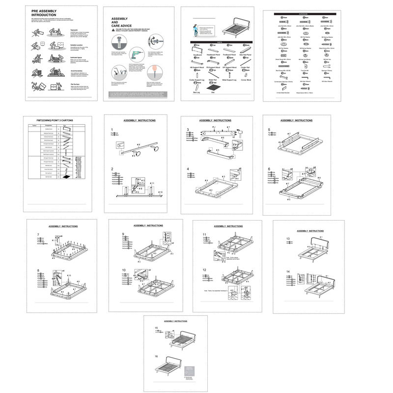 Linzy Queen Bed, Beige Boucle Upholstered Winged Edge, Brown Solid Wood - Benzara
