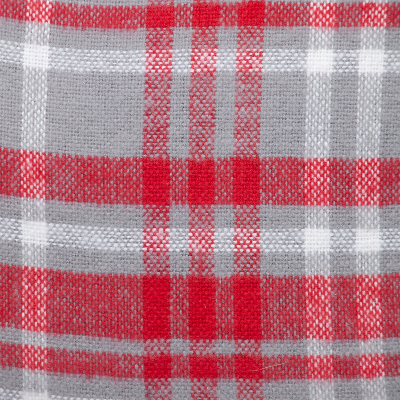 HomeRoots 16" Red and White Plaid Cotton Throw Pillow image number 3