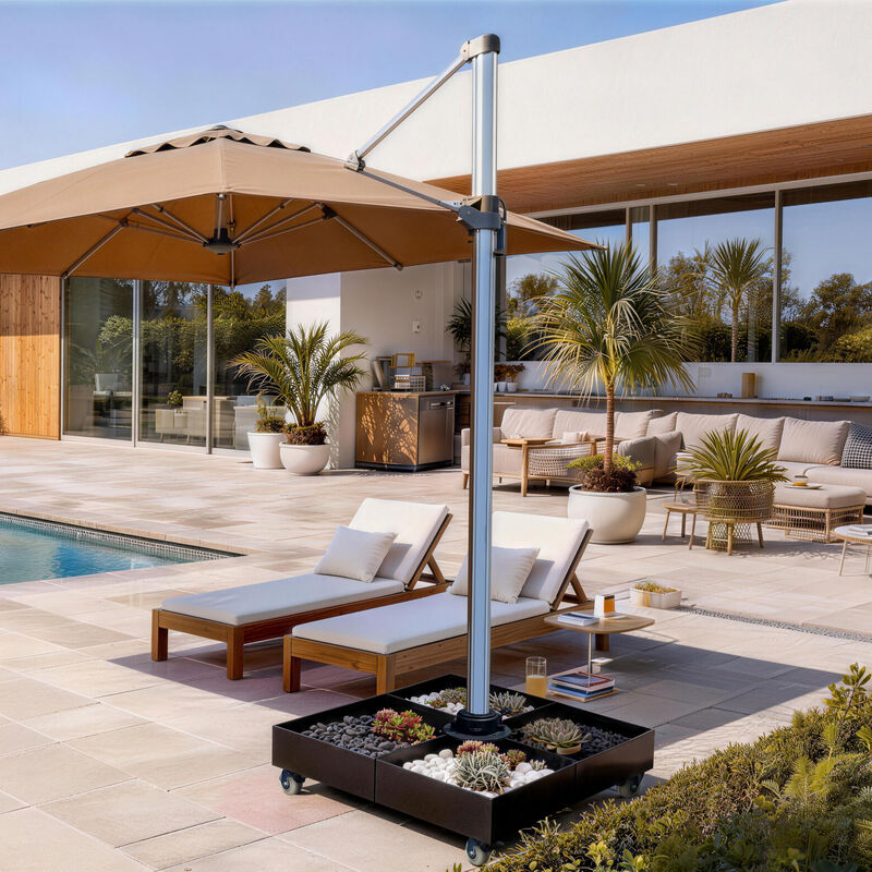 Mondawe 1100 LBS Heavy Duty Umbrella Base with Wheels Steel Outdoor Offset  Cantilever Umbrella Weight Base image number 2