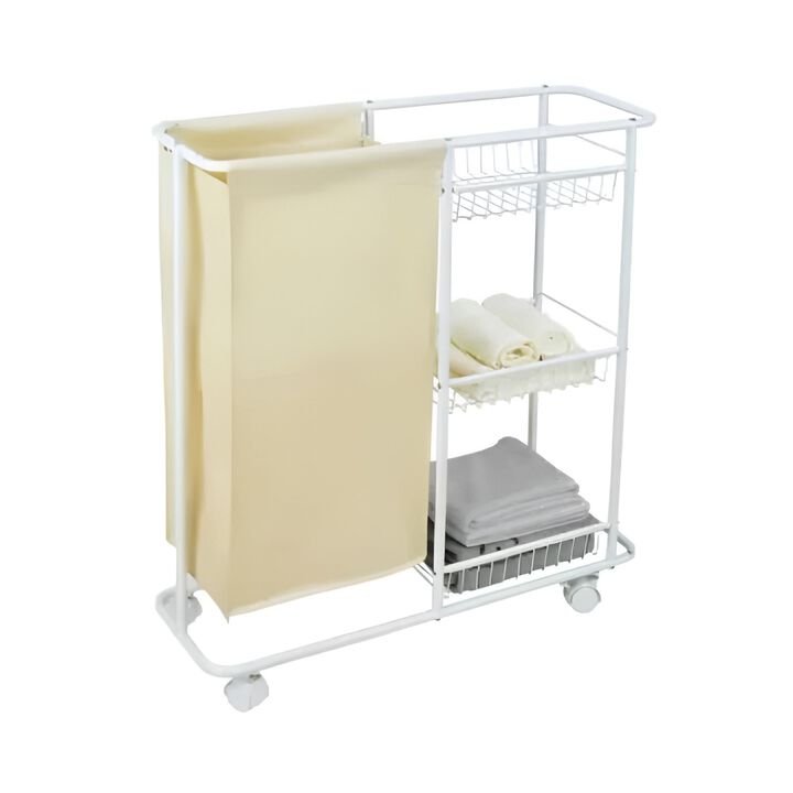 StarNight - Bathroom Cart with Storage and Hamper, White