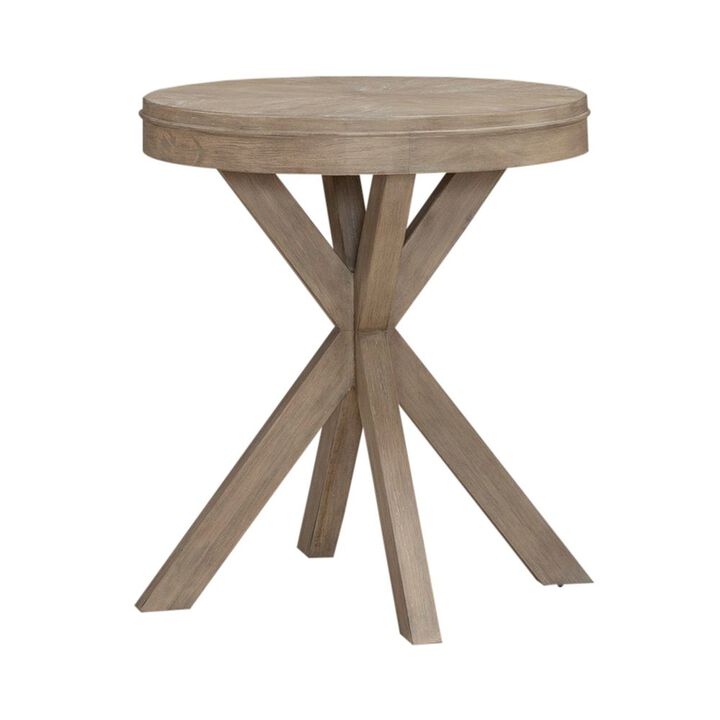 Liberty Furniture Brentwood Round End Table for Living Room - Sandstone Oak Wood