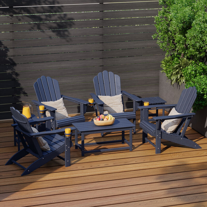 WestinTrends 7-Piece HDPE Outdoor Patio Furniture Adirondack Conversation Set