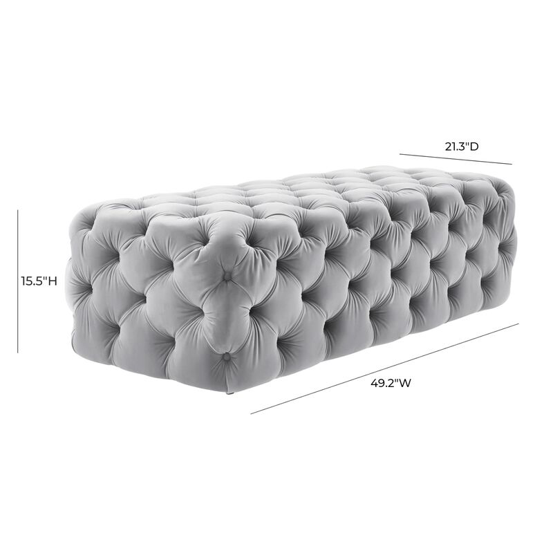 TOV Furniture The Kaylee Collection Modern Style Living Room Jumbo Velvet Upholstered Button Tufted Ottoman, Grey image number 1