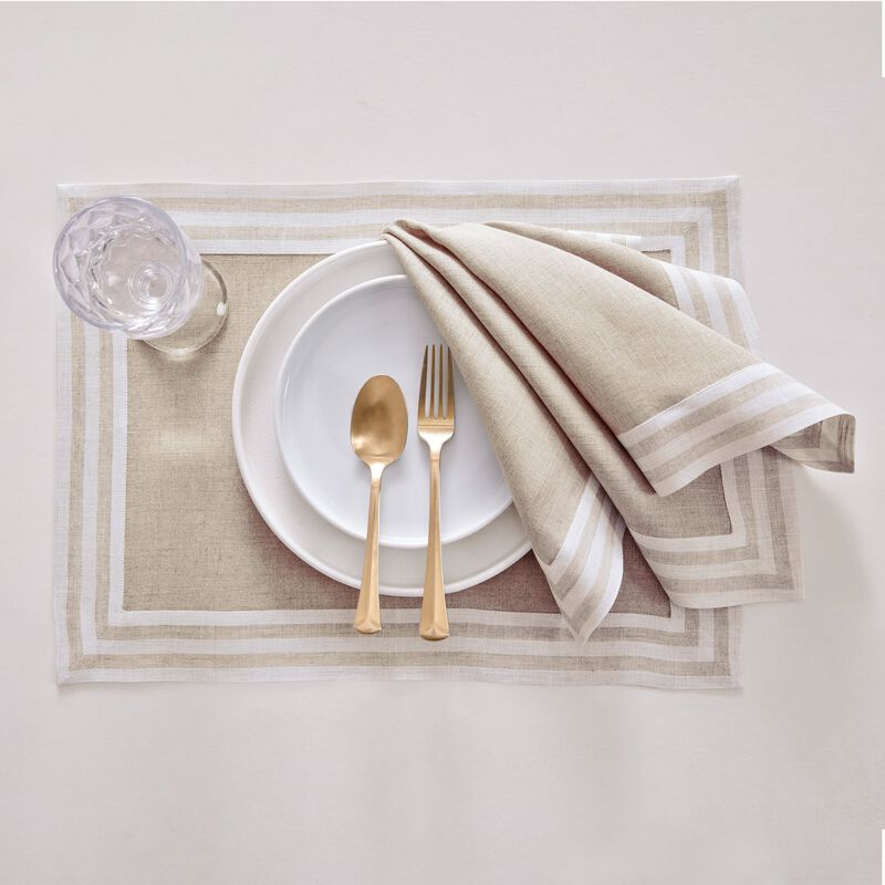 Solino Home Mila 100% Linen Placemats &ndash; Set of 4, 14 x 19 in, Machine Washable, Holiday and Everyday Dining