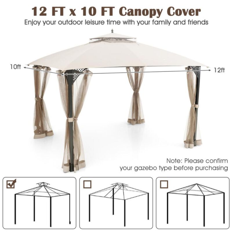 Hivvago Gazebo Replacement Top with Air Vent and Drainage Holes