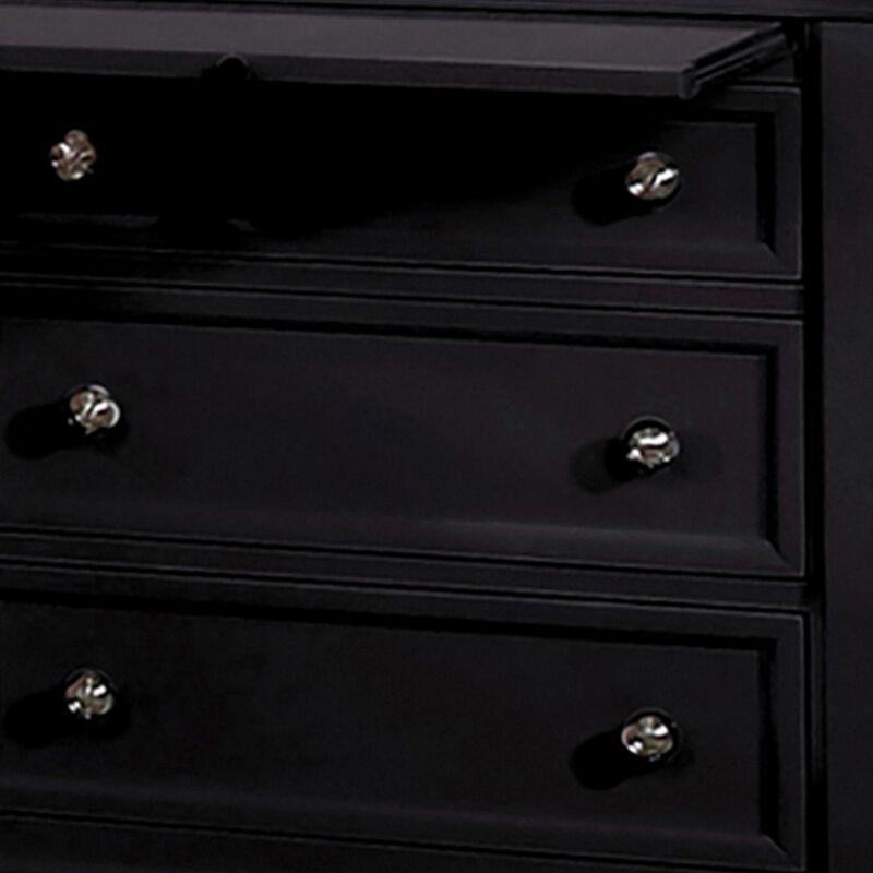 Lila 30 Inch Nightstand with Slide Out Tray, Felt Lined Top Drawer, Black - Benzara