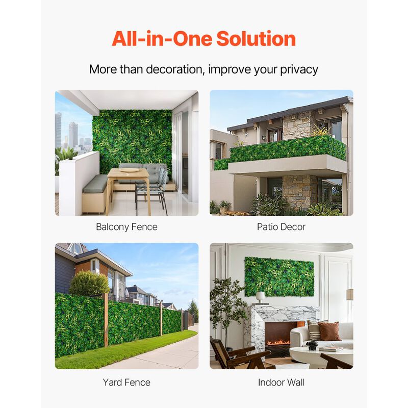 Artificial Boxwood Privacy Wall Panels 12 PCS Green Hedge Fence for Indoor Outdoor Decor image number 4