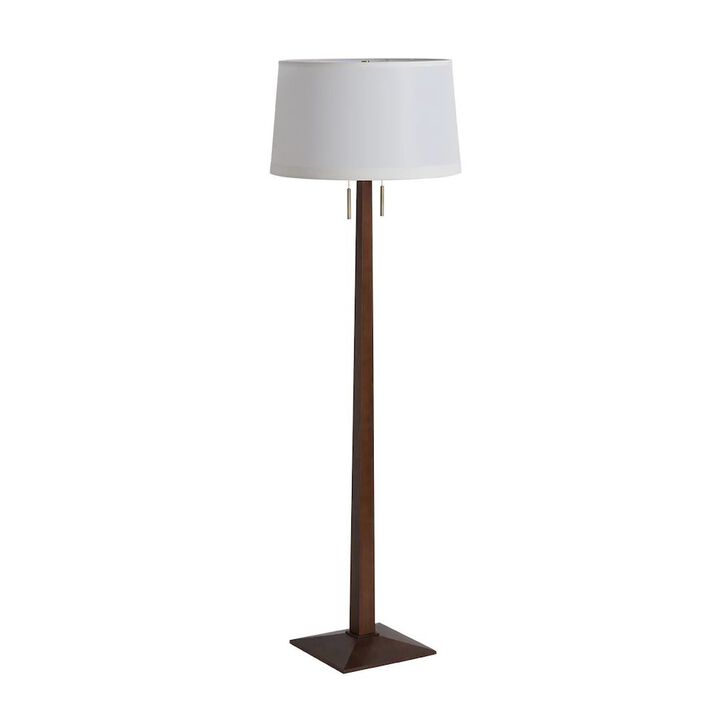 NOVA OF CALIFORNIA Taper Floor Lamp - Dark Walnut Wood Finish, Weathered Brass
