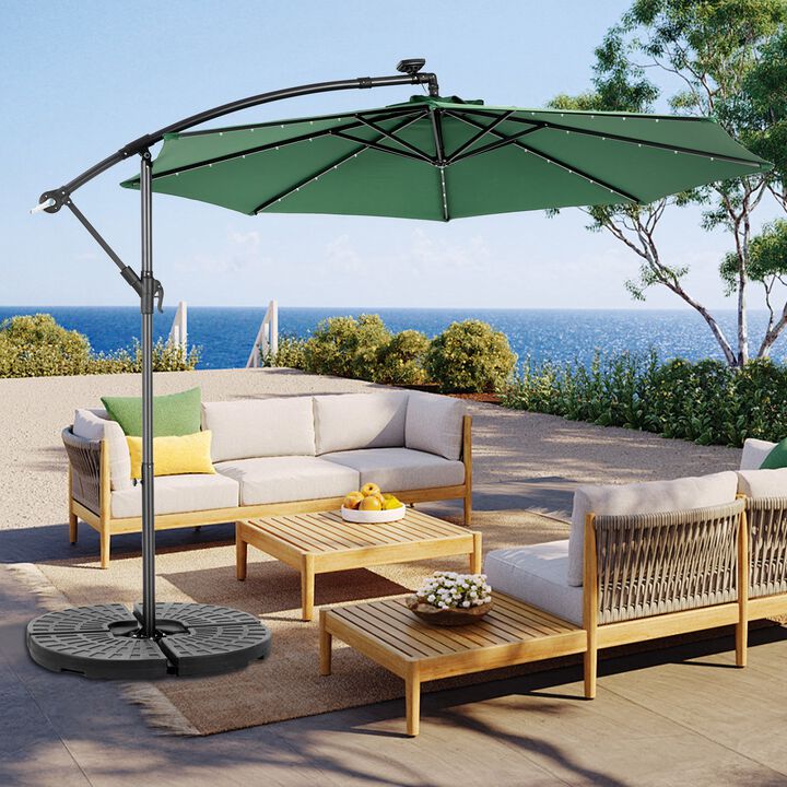 Mondawe 10ft Outdoor Market Patio Umbrella, Solar LED Offset Hanging Parasol