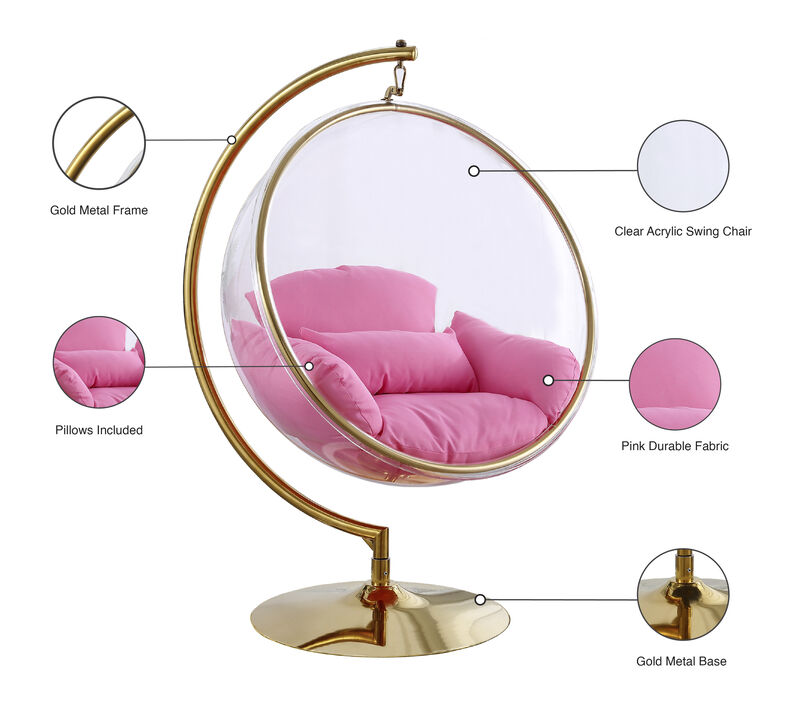 Meridian Furniture Luna Pink Fabric Acrylic Swing Bubble Accent Chair image number 5