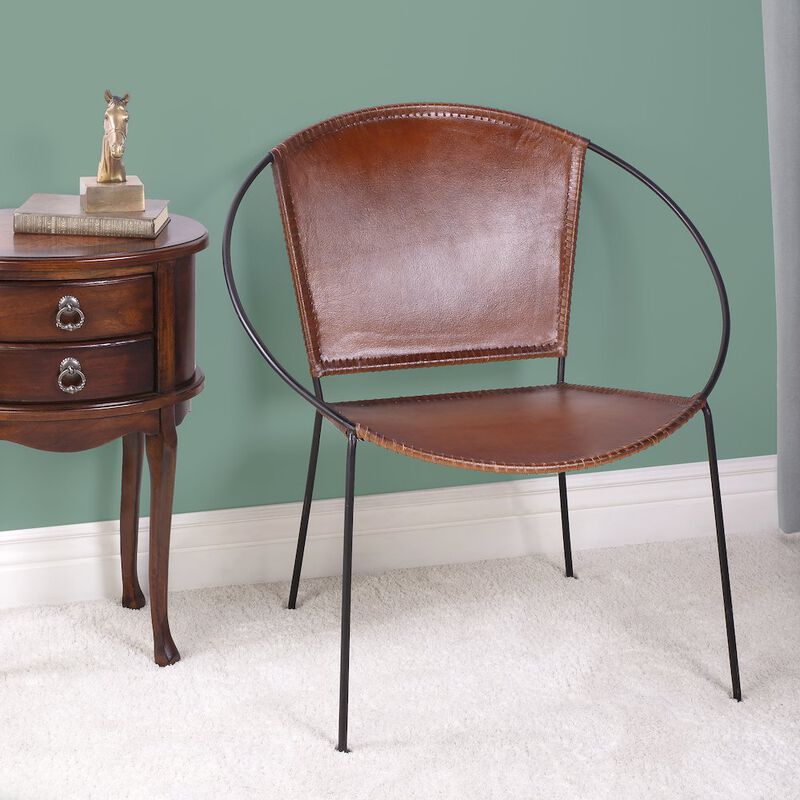 Butler Specialty Milo Leather Accent Chair, Medium Brown