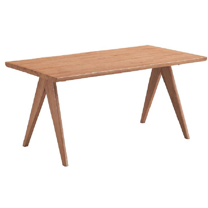 Tina 63 Inch Dining Table, Rectangular, Live Edge Natural Brown Wood - Benzara