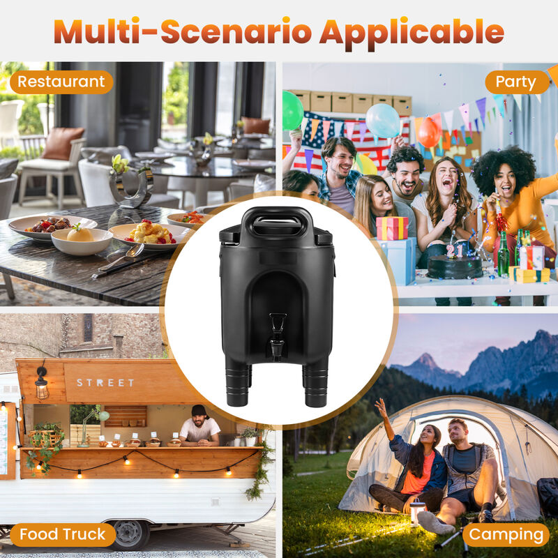 Portable Insulated Beverage Dispenser with Handles and Two Stage Faucet for Parties-Black image number 7