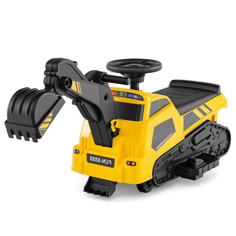3-in-1 6V Kids Ride-On Excavator Tractor with Adjustable Arms and Music image number 0
