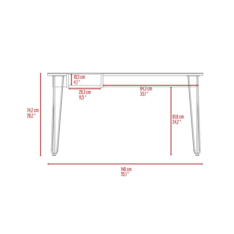Arizona 140 Writing Desk, Hairpin Legs, One Shelf, Mahogany image number 6