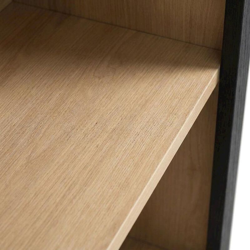 Arched Narrow Bookcase,Display Cabinet with Open Shelves Storage Cabinet, Black image number 6