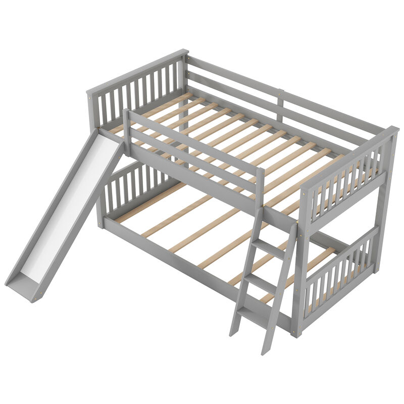 Merax Twin over Twin Bunk Bed with Convertible Slide and Ladder