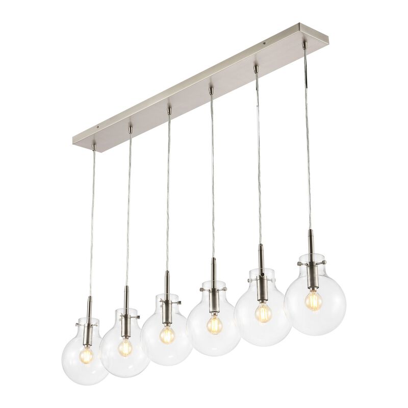 Harlow 6-Light Modern Contemporary Round Glass/Iron LED Linear Pendant